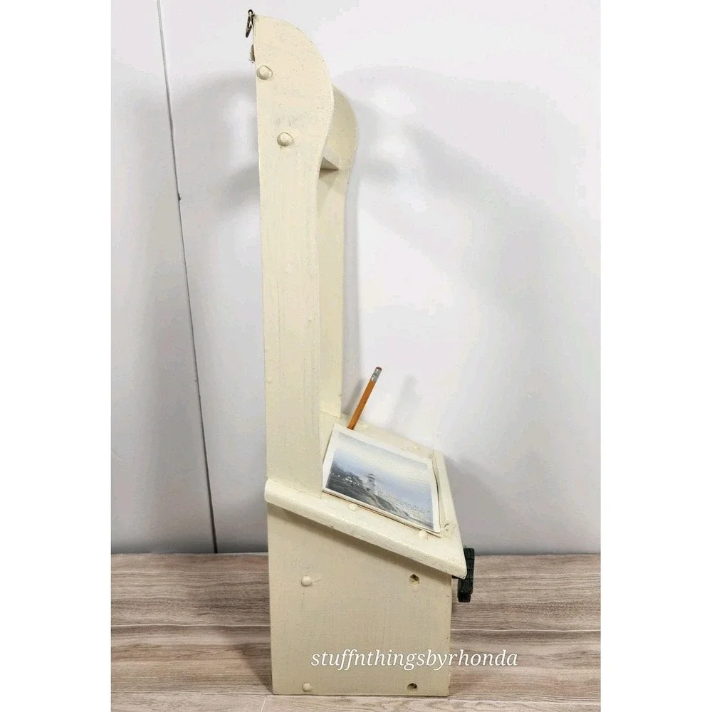 Vintage Wood Wall Mount Writing Shelf Wall Phone Stand / Desk Caddy Charge Stand